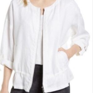 Eileen Fisher White Linen Oversized Jacket Medium